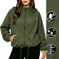 thumbnail image 2 of Lnmiateer Women Lightweight Waterproof Hooded Rain Jacket Zip Up Windbreaker With Pockets Packable Coat For Hiking Travel Outdoor Sports, 2 of 9