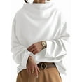thumbnail image 3 of Womens Oversized Sweatshirts Stand Collar Pullover Long Sleeve Hoodies Tops Fall Fashion Outfits Clothes White XL, 3 of 9