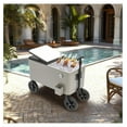80 Quart Grey Rolling Ice Chest with Long Handle and Wheels,Portable