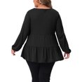 thumbnail image 4 of DARING DIVA Women's Plus Babydoll V Neck Ruffle Hem Peplum Blouse 3X Black, 4 of 6