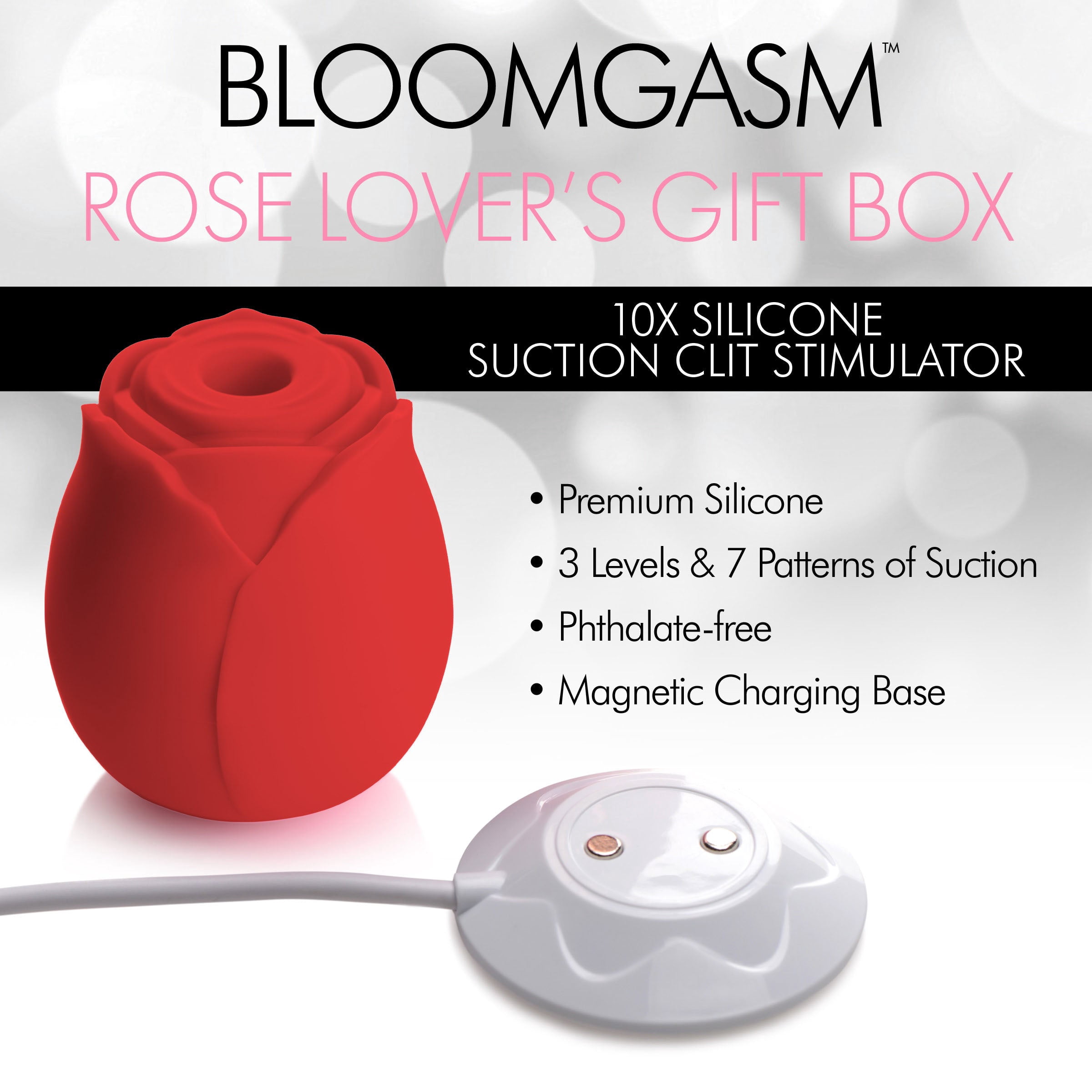 Bloomgasm The Rose Lovers Rechargeable Silicone Gift Box Suction Vibrator, Red