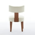 thumbnail image 5 of Set of 2 Linen Fabric Modern Armless Dining Chairs with Curved backrest and Solid Wooden Legs for Dining Room Living Room (Beige), 5 of 11