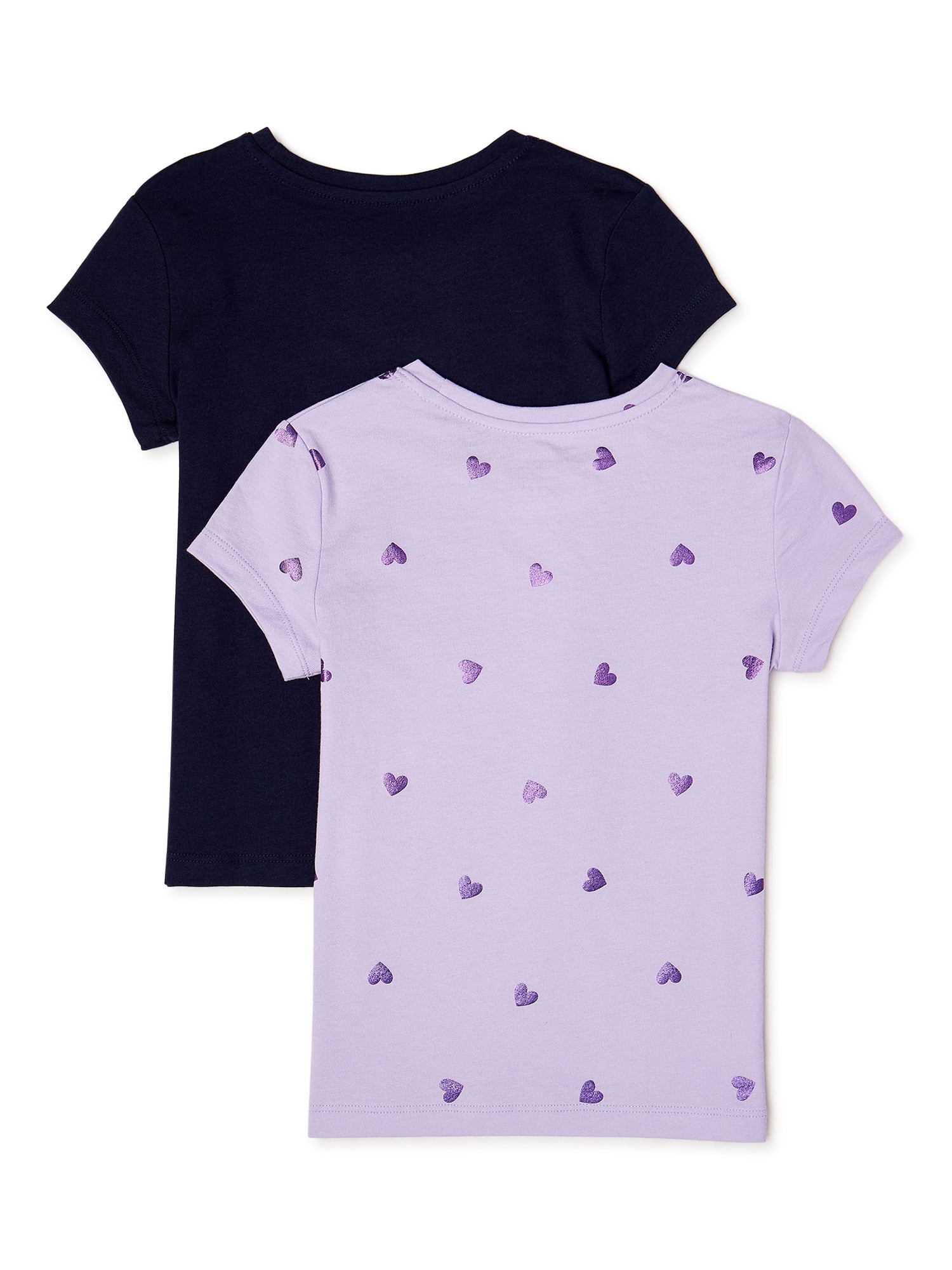 George Girls Heart Pocket T-Shirts, 2-Pack, Sizes 4-18