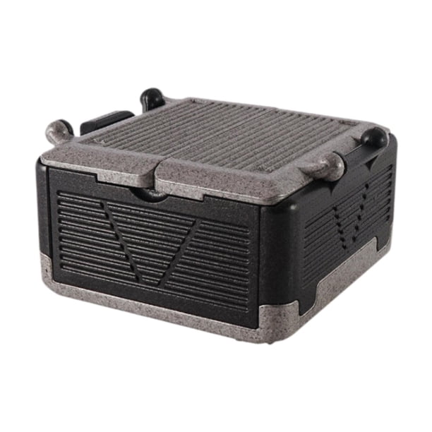 Nevera portátil plegable con tapa para alimentos, mantiene fríos y calientes. Ligera. M gris negro
