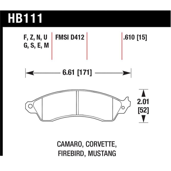 Hawk 1990-1990 Chevy Camaro Iroc-Z (w/Heavy Duty Brakes) High Perf. Street 5.0 Front Brake Pads