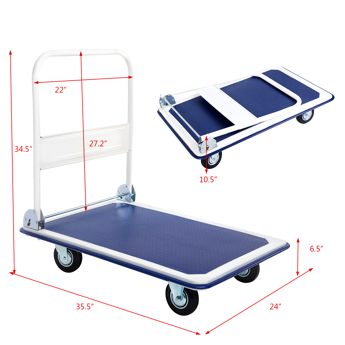 Topbuy Foldable Moving Warehouse Push Hand Truck