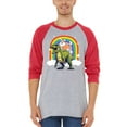thumbnail image 2 of Shop4Ever Men's Funny Corgi Riding Dinosaur and Rainbow Raglan Baseball Shirt XXX-Large Black/White, 2 of 4