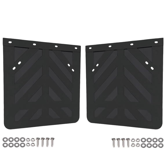 2 Pack Semi Truck and Trailers Mud Flaps - 24"x24" Black Stripped Rubber Truck Splash Guard for Mud, Gravel, & Road Debris Protection