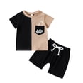 thumbnail image 1 of Sunnyoo Boys Outfit Set Patchwork Color Short Sleeve T Shirt Shorts Tracksuit Set, 1 of 8