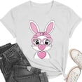 thumbnail image 4 of Mifsaly Easter tops for Women Short Sleeve Crewneck Cotton T-Shirts Bunny with Pink Heart Glasses and Bow Graphic Lightweight Breathable Versatile Summer Tees XL, 4 of 6