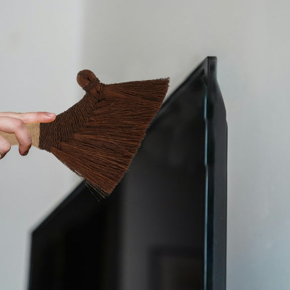 HOMEMAXS Small Asian Soft Broom Handheld Whisk Broom Desk Mini Dust Mop Traditional Straw Broom for Corner Cleaning Outdoor Indoor Use