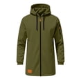 thumbnail image 6 of Lmnyox Jackets for Men Solid Color Long Sleeve Drawstring Hooded Jackets Full Zipper Coats with Pockets, 6 of 8