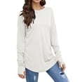 thumbnail image 2 of Langwyqu Solid Color Women Long Sleeve Loose Casual Shirt Tops, 2 of 5
