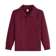thumbnail image 2 of Kids Polo Shirt Fashion Casual Long Sleeve Collared Golf T-Shirt Back To School Lightweight Quick Dry School Uniform T-Shirts Wine 6-7 Years, 2 of 4