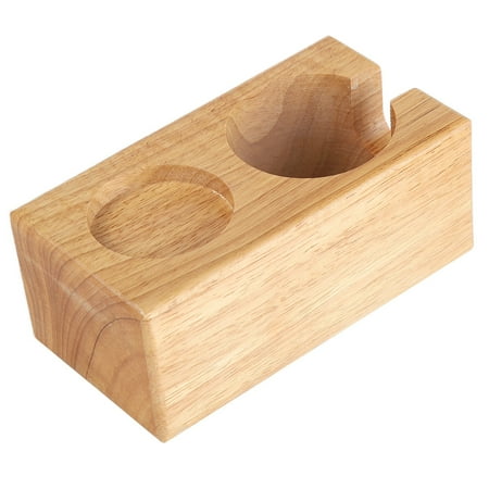 

Tamping Station Natural Wood Color Tamper Base Stable External For Home For Coffee Shop