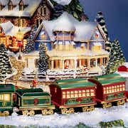 The Bradford Exchange Thomas Kinkade Wonderland Express Christmas Tree Decoration With Santa Sleigh Topper Lights Moving Train and Music With 8 Beloved Xmas Carols 16-Inches