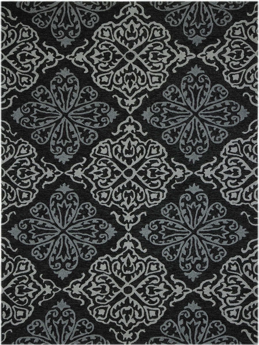 Indoor/Outdoor MultiPurpose Dark Gray Damask Rug 7'6"x9'6"