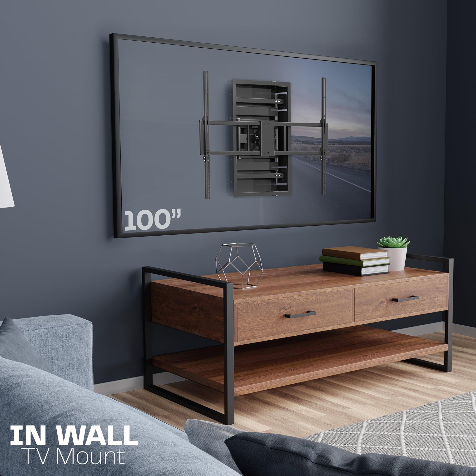 VIVO Recessed In-Wall TV Mount for up to 100" LED LCD Screens, Ultra Low Profile
