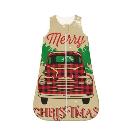 

Cauagu Christmas Vintage Red Truck for Infant Wearable Blanket Unisex Girl Boy Swaddle Transition Sack - Newborn Essentials Sleep Clothes-Medium