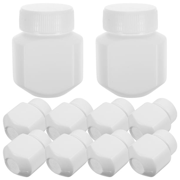 10 frascos de pastillas, caja de almacenamiento de pastillas de viaje, organizador portátil de pastillas con tapas y sellos de presión (30 cc)