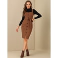 thumbnail image 3 of INSPIRE CHIC Robe Pull pour Femmes Bouton devant Nœud à la Taille Ajustée Robe Crayon Marron Foncé L, 3 of 5