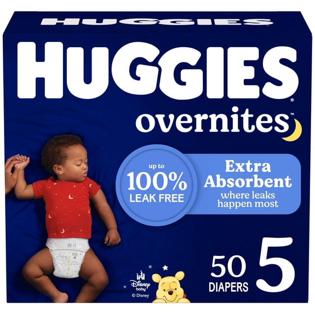 Pañales Huggies Overnites Talla 5 para más de 12 kg, paquete de 50 unidades para uso nocturno