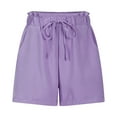 thumbnail image 5 of Annhoo Womens Summer Shorts Drawstring Ruffle Elastic Waisted Trendy Lounge Solid Color Casual Shorts, 5 of 7