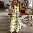 thumbnail image 2 of Yellow Flowers Green Leaves White Background Womens Summer Dresses Casual Sleeveless Tshirt Sundresses Vacation Beach Cover Up Dress, 2 of 8