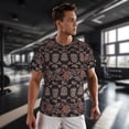 thumbnail image 3 of Wukai Retro Floral Print Men's Short-Sleeved Mesh T-Shirt,Quick-Dry Short Sleeve Workout T-Shirt-X-Small, 3 of 8