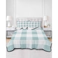thumbnail image 3 of Quilts Full Size, Aqua White Buffalo Check Soft Comforter Bedding Set for Bed, Farmhouse Plaid Modern Geometric Lightweight Quilted Bedspread with Pillow Cover(2 Pieces) for All Season, 78x90 Inch, 3 of 6