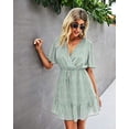 thumbnail image 2 of Jinsinto Femmes Robe à Volants V Cou Swing Été Manches Courtes Floral Sundress Casual Mini Robesxl, 2 of 4