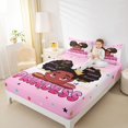 thumbnail image 3 of Castle Fairy Kawaii Black Girl King Sheets 4pcs,Positive Quote Print Bedding,Pink,1 Fitted Sheet, 1 Flat Sheet and 2 Pillowcases, 3 of 6