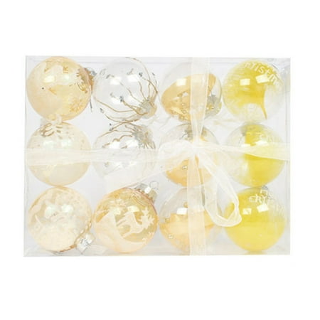 

JHTongC 12Pcs Christmas Tree Ball Transparent Unbreakable Fairy Multi-styles Boxed Shopping Mall Prop PET Plastic Xmas Party Decor Round Ball Pendant Party Supplies