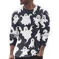 thumbnail image 1 of T-shirt à Col Rond à Manches Longues pour Homme, Automne et Hiver, Grande Taille, Décontracté, Rétro, Imprimé Intégral, Festival d'Halloween, 1 of 4