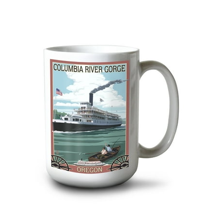 

15 fl oz Ceramic Mug Columbia River Gorge Oregon Riverboat Dishwasher & Microwave Safe