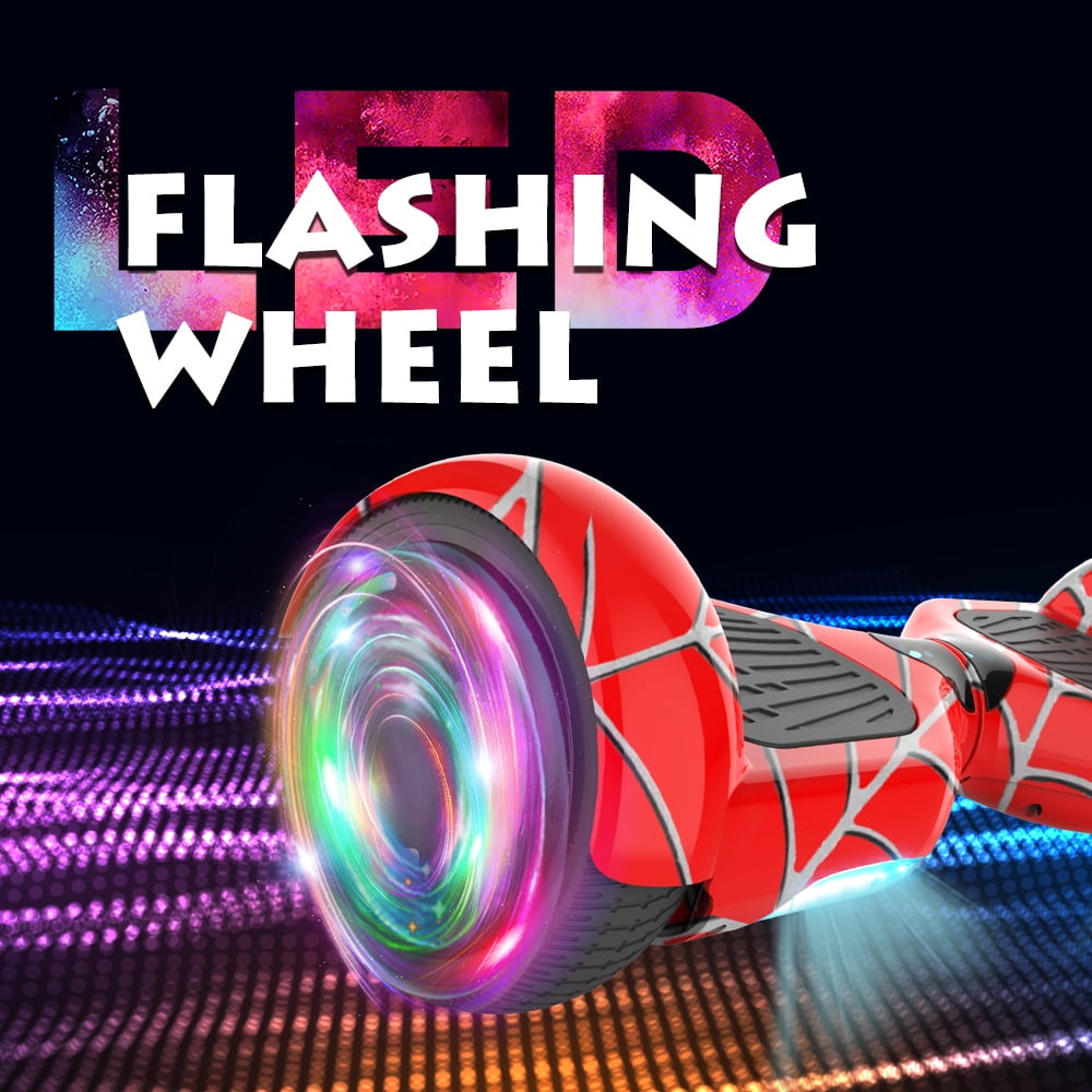 Bluetooth Hoverboard for Kids, Spider Color and Chrome Color Self Balancing Scooter Built-in Wireless Speaker and Flashing Wheels