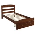 thumbnail image 4 of Twin Size Wood Platform Bed Frame with Storage Drawer and Slat Support-Walnut, 4 of 7