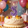 thumbnail image 5 of Dvumao Purple Glitter Number Birthday Candle, 3 Inch Number Cake Topper for Party and Celebration, 5 of 6