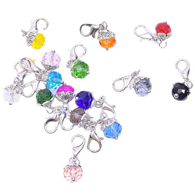 20pcs Assorted Color Crystal Dangle Charms Pendant with Lobster Clasp Jewelry Making Accessory Fit Floating Locket Charms Necklaces Rndom Color