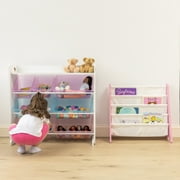 Humble Crew Kids Toy Storage Organizer with Shelf with 9 Plastic Storage Bins, White/Purple/Pink/Blue