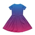 thumbnail image 4 of XADYUY Girls Summer Dress Size 14-16 Casual A-Line Short Sleeve Girls Tshirt Dresses Gradient Crew Neck Sundresses Swing Dresses with Pockets,11-12Years,Blue, 4 of 5