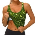 thumbnail image 3 of Daiia Green Glitter Sparkle Printed Women's Sports Bra, Breathable Activewear Bra with U-Back Design and Removable Pads, Comfortable and Supportive for Yoga, Workout-X-Large, 3 of 8