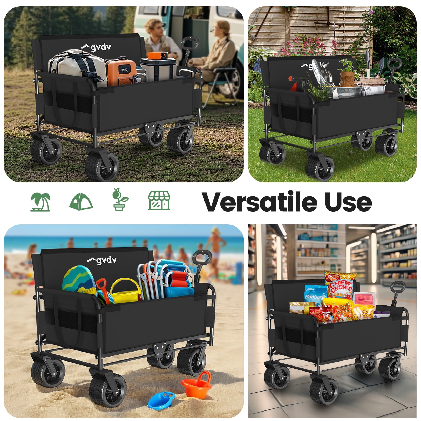 GVDV Portable Folding Wagon for Outdoor Activities