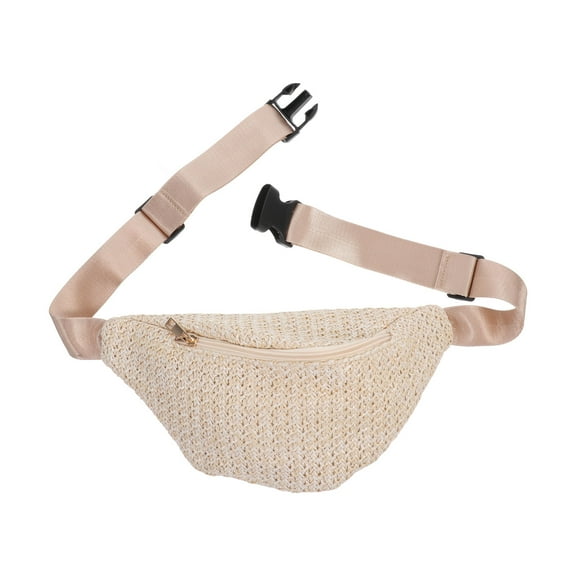 LEORX 1Pcs Woven Crossbody Bags For Women Beige Mini Design Portable Storage Outdoor Use