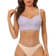 thumbnail image 1 of Sostén minimizador sin alambre para mujer, con tirantes ajustables en la espalda en forma de U, encaje, con relleno y cobertura completa, color púrpura claro, talla C 38, 1 of 1