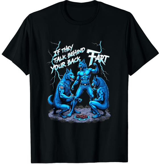 If They Talk Behind Your Back Fart Unhinged Alpha Wolf Funny T-Shirt for Men Women