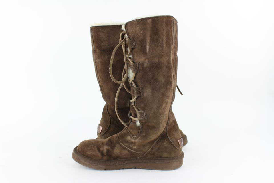 UGG Australia Brown Suede Whitley Lace Up Boots 17MZ0123
