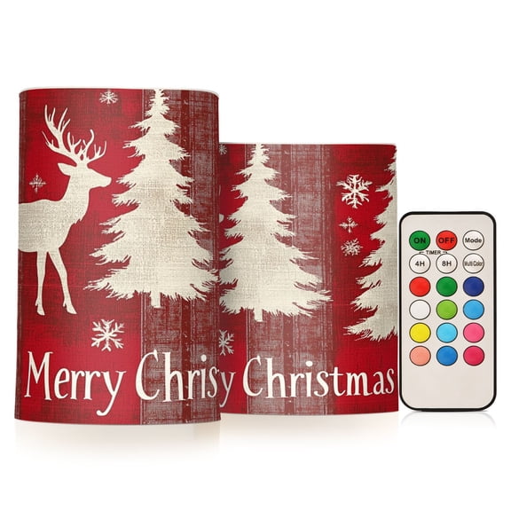 BZSMCE Flameless Candles LED Lights Adorable Red Reindeer and Tree Creativity Battery Candles