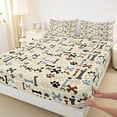 thumbnail image 4 of Homewish Beige Dog Paw Bone Queen Sheets,Vintage Pet Themed Queen Sheet Sets,4-Piece,1 Flat Sheet, 1 Fitted Sheet and 2 Pillowcases, 4 of 6