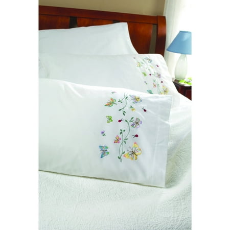 Embroidery Case (Bucilla Stamped Cross Stitch and Embroidery Pillowcase Pair Kit by Plaid, Butterflies in Flight, Set of 2, 30